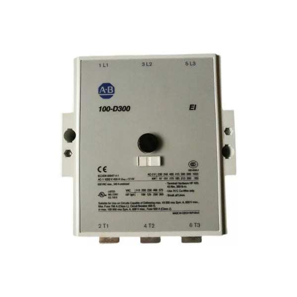 Allen-Bradley 100-D300-ED11 IEC contactor, 300A, 600V, for heavy-duty motor control in industrial automation applications.