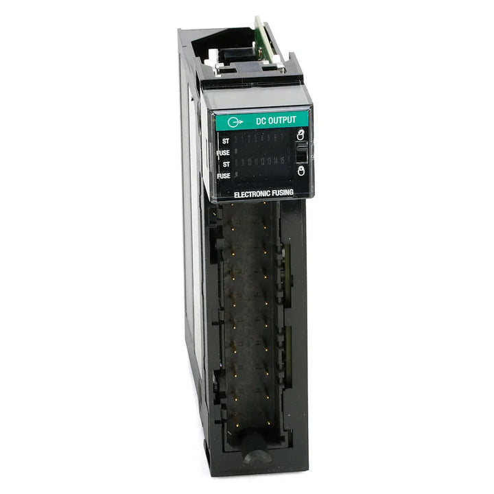 Allen-Bradley 1756-OB16E 16-point DC output module with electronic fusing, 10–31.2V DC. Compact and reliable for ControlLogix systems.