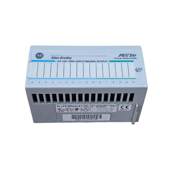 Módulo Allen-Bradley 1794-IB10XOB6 Flex I/O, 10 entradas digitais e 6 saídas, ideal para controle industrial eficiente.