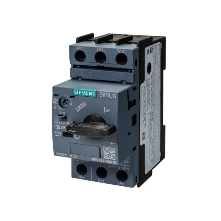 Siemens 3RV2021-4DA10 motor protective circuit breaker for industrial automation.