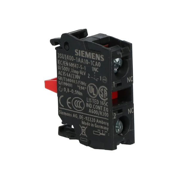 Siemens 3SU1400-1AA10-1CA0 green pushbutton actuator, 22mm, industrial control panel, durable and reliable operation.
