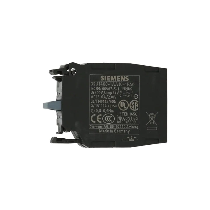 Siemens 3SU1400-1AA10-1FA0 commanding and signaling device for industrial automation.