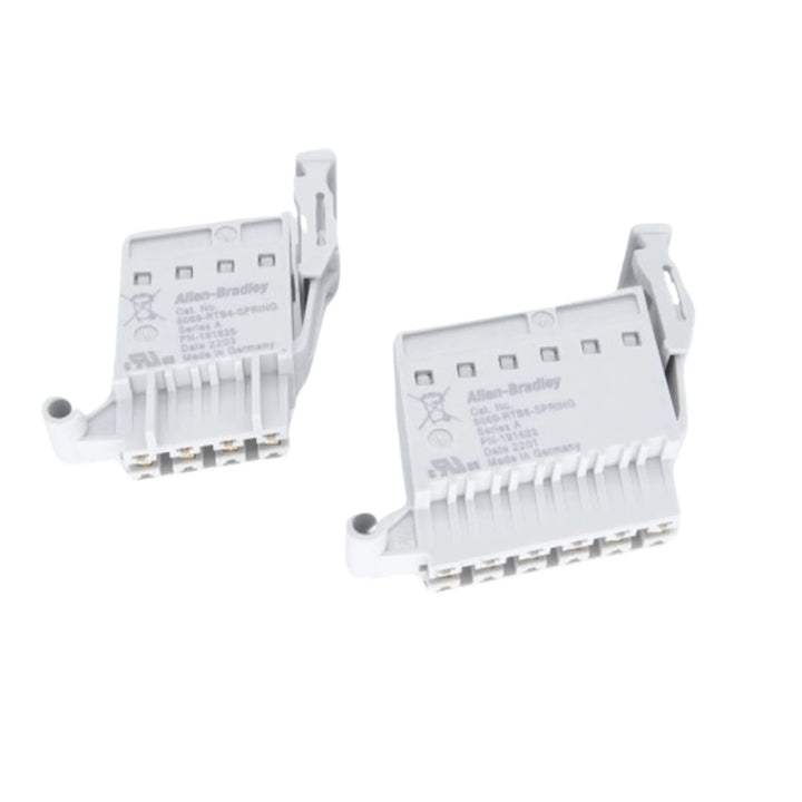 Allen-Bradley 5069-RTB64-SPRING terminal block kit with 4-pin and 6-pin spring connectors for Compact 5000 I/O power wiring.