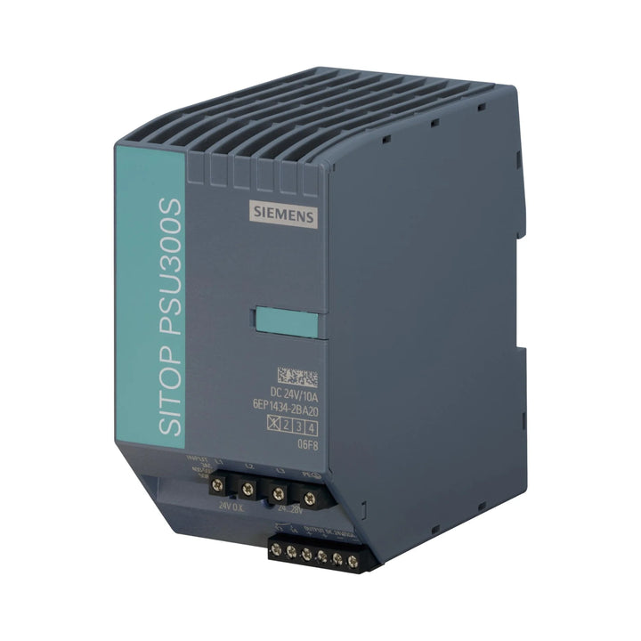 Siemens 6EP1434-2BA20 SITOP PSU100L 24V 10A power supply for industrial automation and PLC systems.