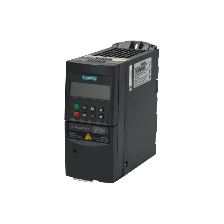 Siemens 6SE6420-2AB12-5AA1 MICROMASTER 420 frequency inverter 0.25 kW for industrial motor speed control.