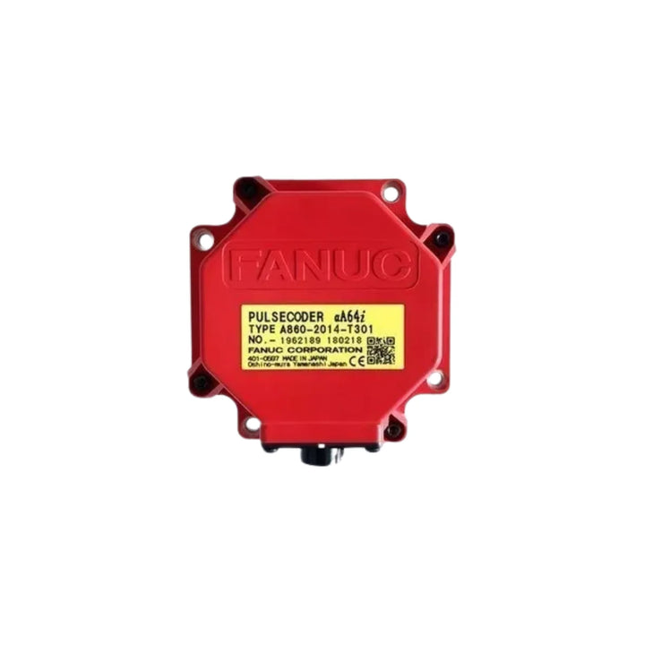FANUC A860-2014-T301 pulse coder encoder for precise CNC machine position feedback and automation control.