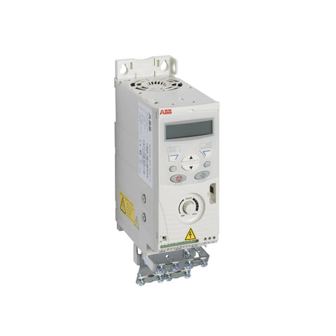 ABB ACS150-03E-03A3-4 1.5 HP VFD, 3.3 A, IP20 with integrated keypad, braking chopper, and EMC filter for OEM motor applications.