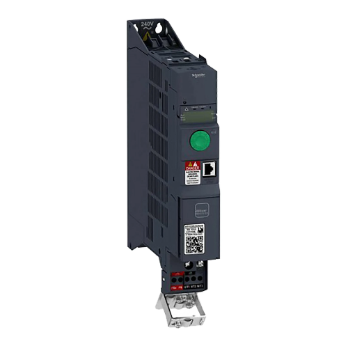 Schneider Electric ATV320U04N4B Altivar 320 drive, 0.37 kW (0.5 HP), 380–500V, with EMC filter and STO for compact motor control.