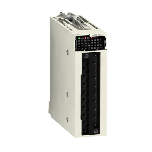 Schneider Electric BMXAMI0800 analog input module with 8 high-level inputs for precise data acquisition in Modicon X80 systems.