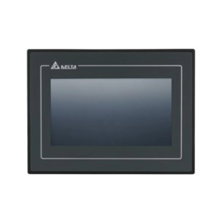 Delta DOP-107BV 7" HMI with 800x480 TFT, Cortex-A8 CPU, USB ports, and COM interface, ideal for industrial automation panels.