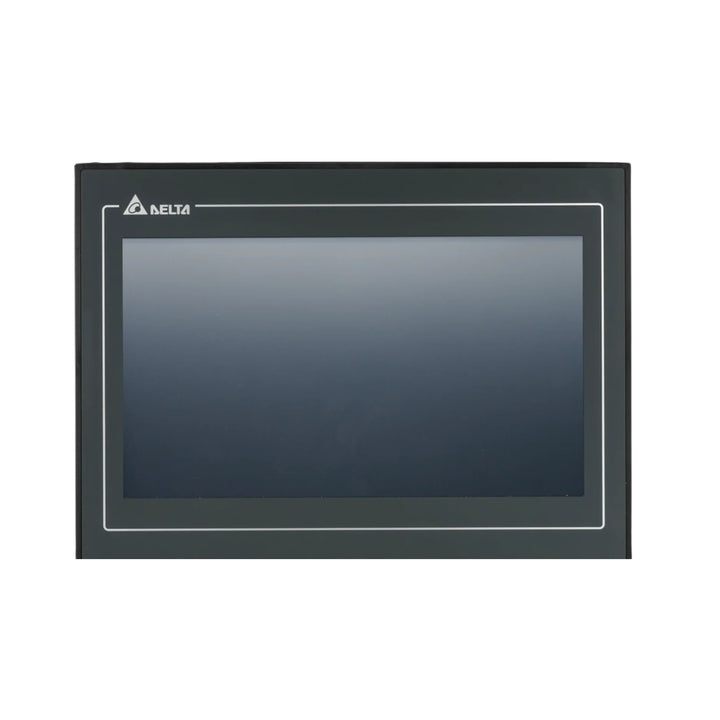 Delta DOP-107EV 7" Ethernet HMI with 800x480 TFT screen, USB, COM ports, and CE/UL certifications for industrial automation systems.