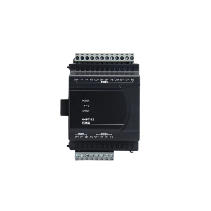 Delta DVP02DA-E2 PLC Module featuring versatile I/O capabilities and robust industrial design.