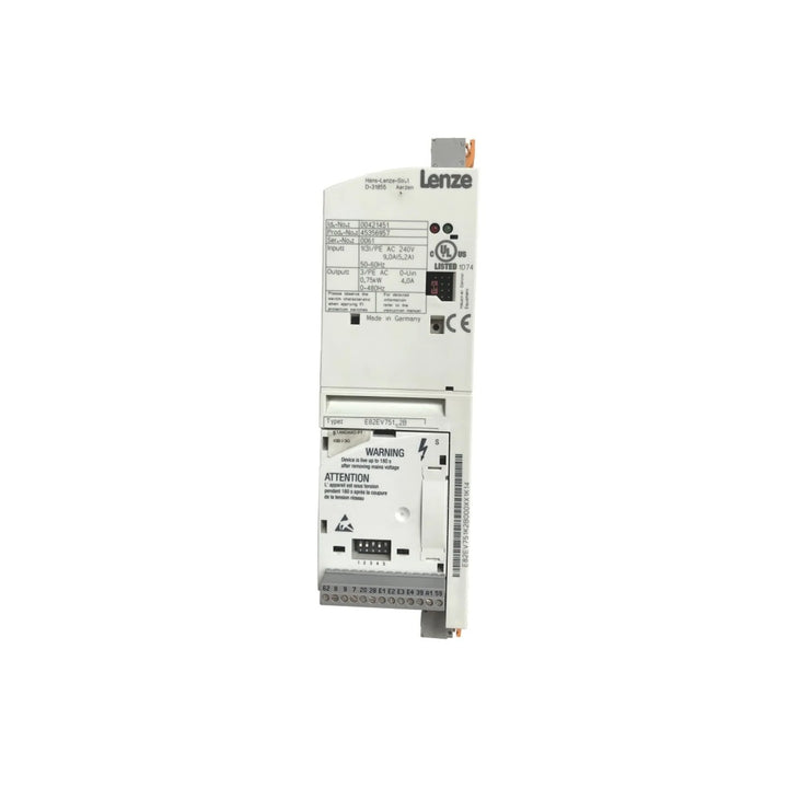 Lenze E82EV751_2B frequency inverter, 0.75 kW, 1-phase 230V, compact and modular design for high-precision motor control in automation.