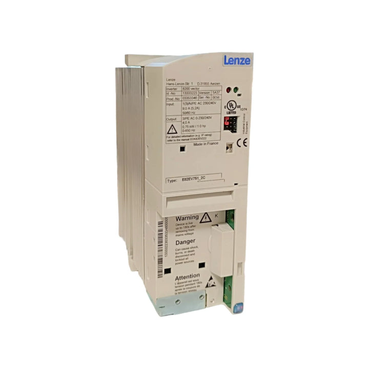 Lenze E82EV751_2C VFD, 0.75 kW, 230 V, 8200 series motor drive for compact automation.