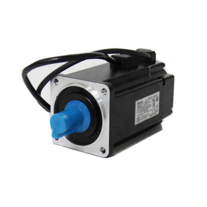 Delta ECM-B3M-C20807RS1 750W servo motor with 3000 RPM, 20-bit encoder, brake, and keyed shaft for precision industrial motion control.