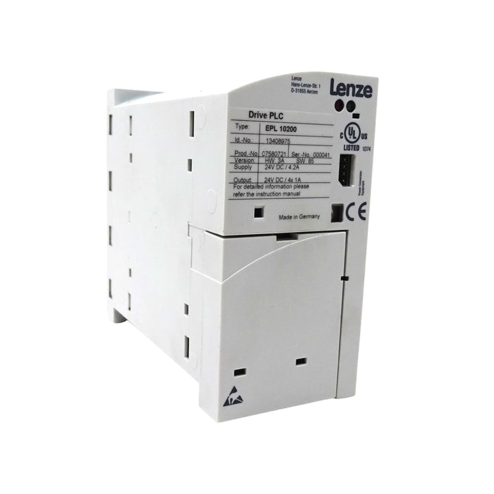 Lenze EPL-10200 Drive PLC Controller, 24V DC input, 4.2 A output, featuring 8 digital inputs and 4 digital outputs for precise industrial automation control.