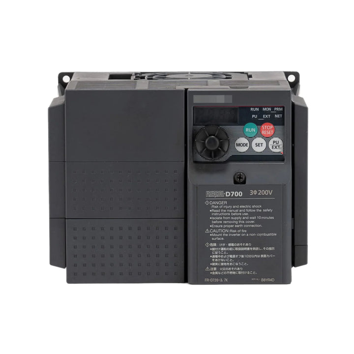 Mitsubishi FR-D720-3.7K variable frequency drive, 3.7kW, 200V single-phase input, compact VFD, D700 series