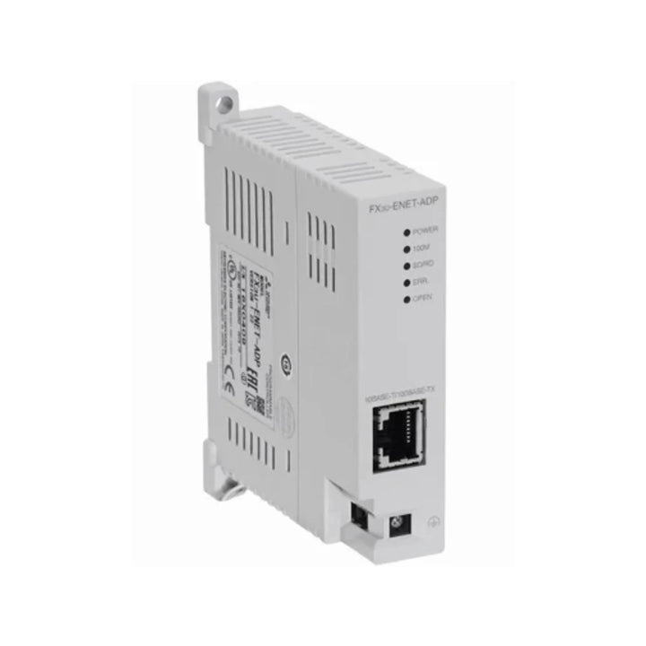 Mitsubishi FX3U-ENET-ADP Ethernet adapter, 10/100 Mbps, ADP mount, for FX3U/FX3UC PLCs.