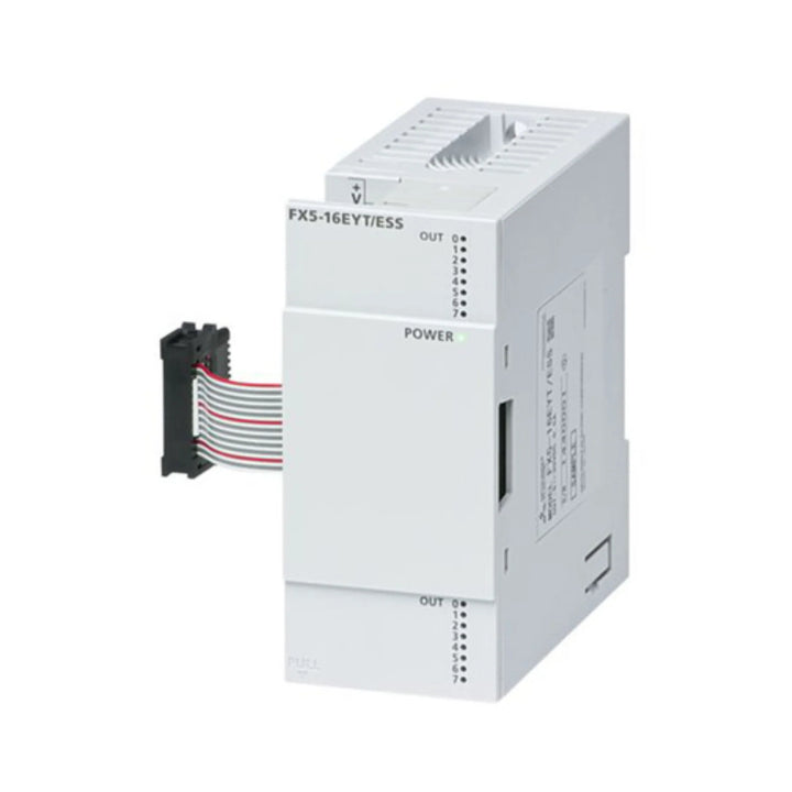 Mitsubishi FX5-16EYT/ESS output module, 16-point, 24V DC sink type, spring terminal, for FX5U/FX5UC PLC