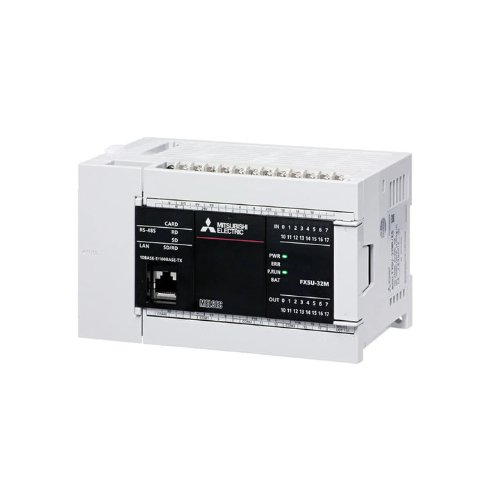 Mitsubishi FX5U-32MT/DSS PLC, 24V DC, 16 inputs, 16 transistor outputs, FX5U Series with built-in Ethernet.