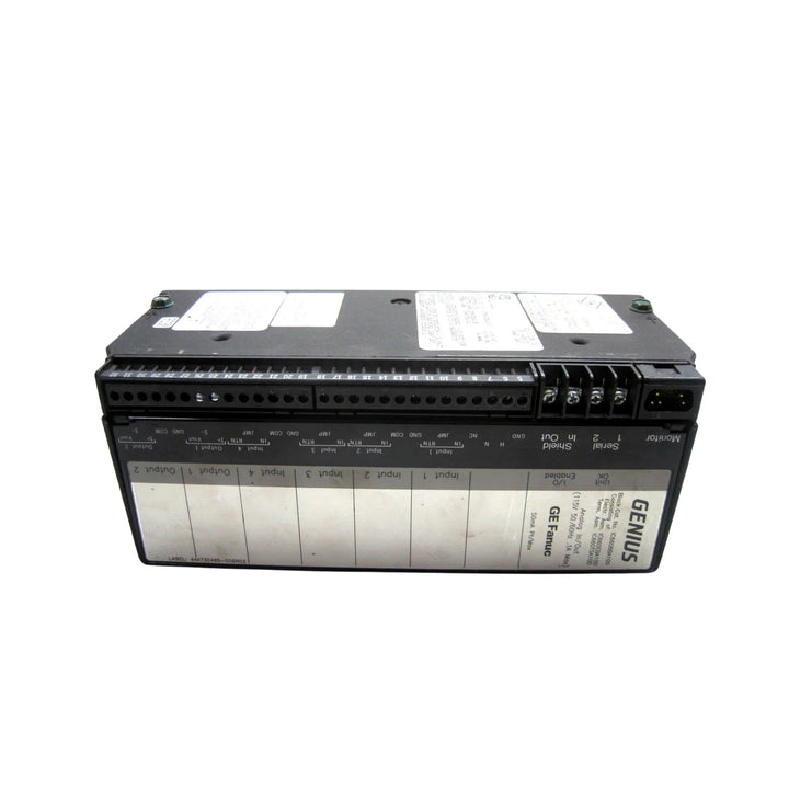 GE IC660EBA100 analog I/O module, 4 inputs and 2 outputs, 115 VAC, Genius I/O module for industrial automation systems.