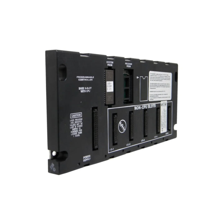 GE IC693CPU313 CPU module for Series 90-30, 31.2K memory, RS-232 port, 5-slot baseplate, supports up to 128 I/O points.