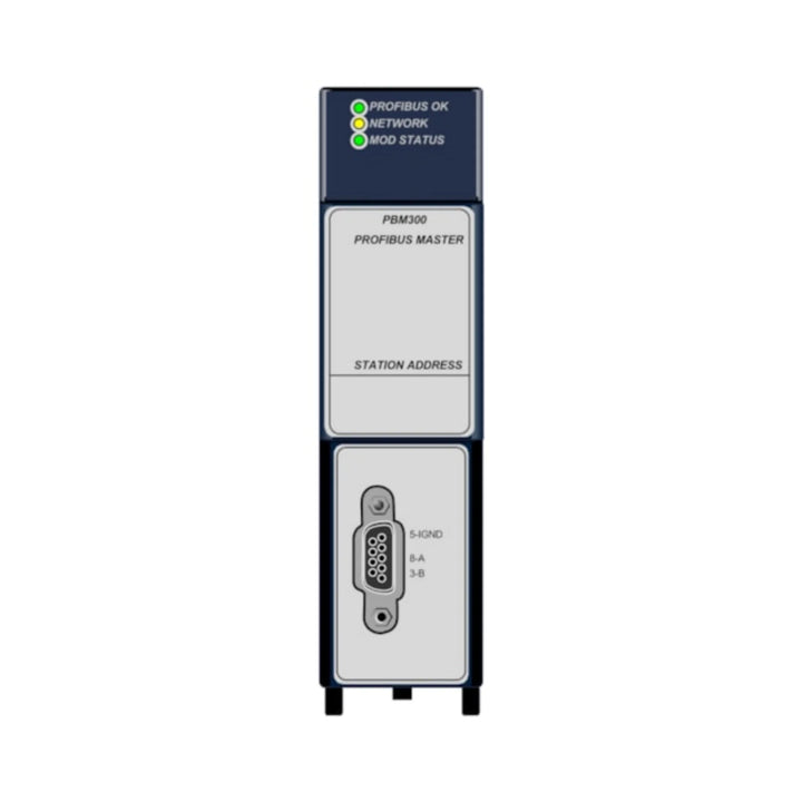 GE IC695PBM300 PROFIBUS DP master module for RX3i, supports up to 125 devices, high-speed fieldbus communication.