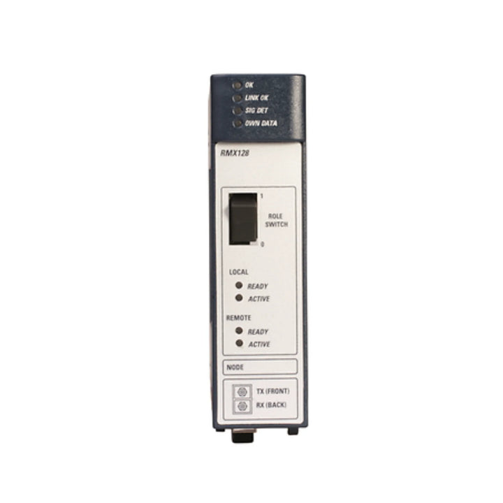 GE IC695RMX128 128MB reflective memory module for RX3i, real-time data sharing over fiber with low latency.