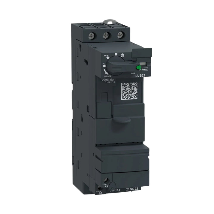 Schneider Electric LUB32 motor starter base, 32 A, for modular TeSys U systems, compact and reliable motor control solution.