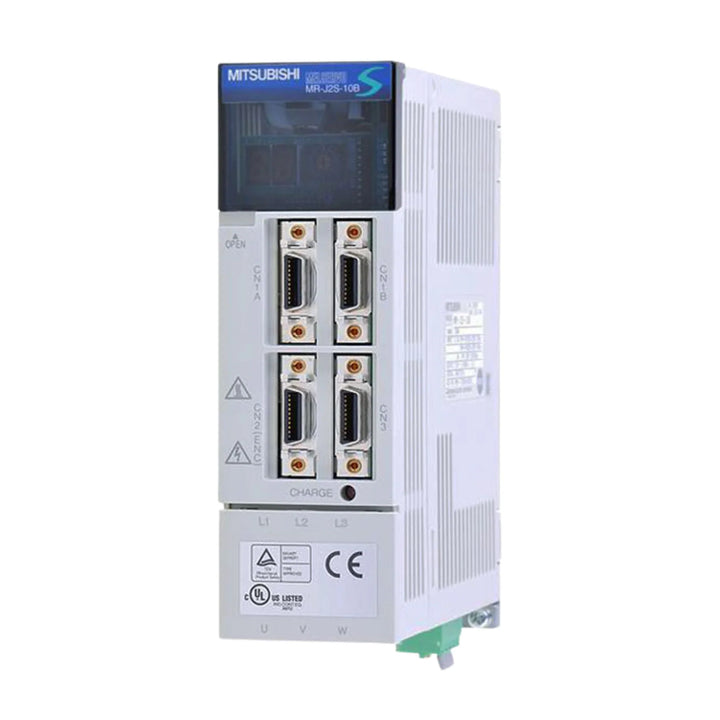 Mitsubishi MR-J2S-10B servo amplifier, 100W, 200–230V AC input, SSCNET-compatible, built-in dynamic brake, real-time auto-tuning.