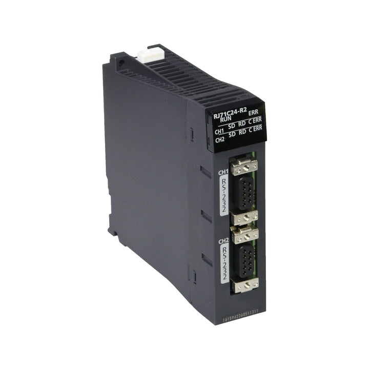Mitsubishi RJ71C24-R2 communication module with RS-232C interface for MELSEC Q series PLC industrial networks.
