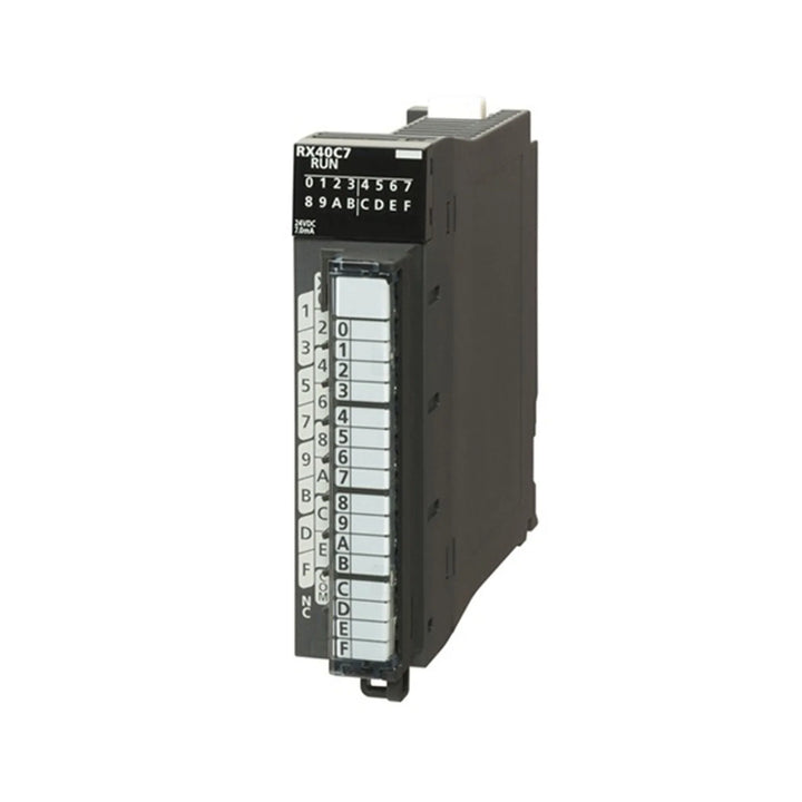 Mitsubishi RX40C7 digital input module, 40 channels, 24V DC sink, high-speed inputs for MELSEC iQ-R PLC systems.