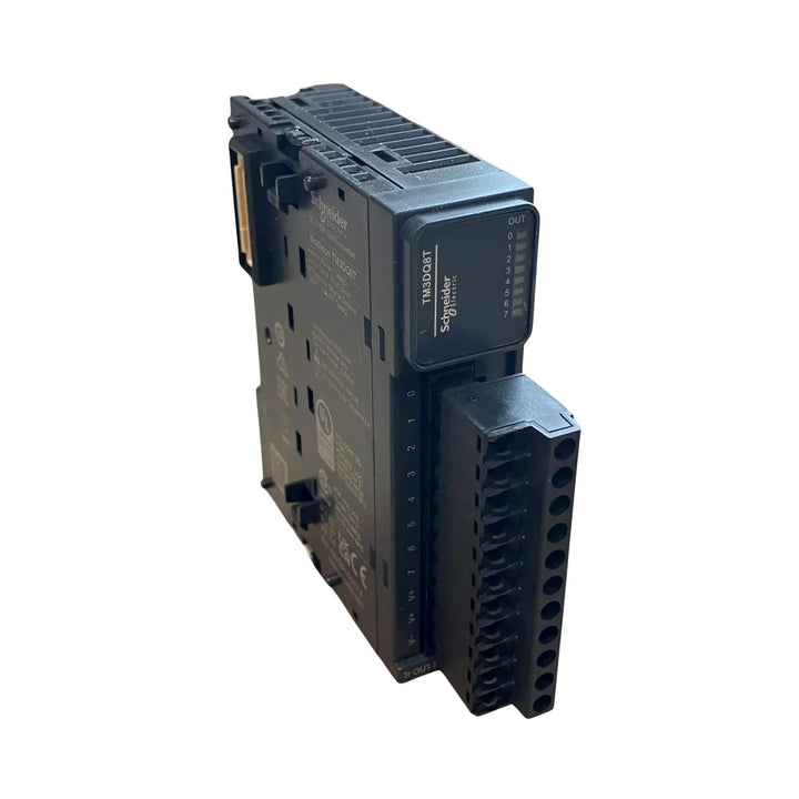 Schneider TM3DQ8T 8-channel transistor output module for 24V DC systems, ideal for industrial automation and PLC control.