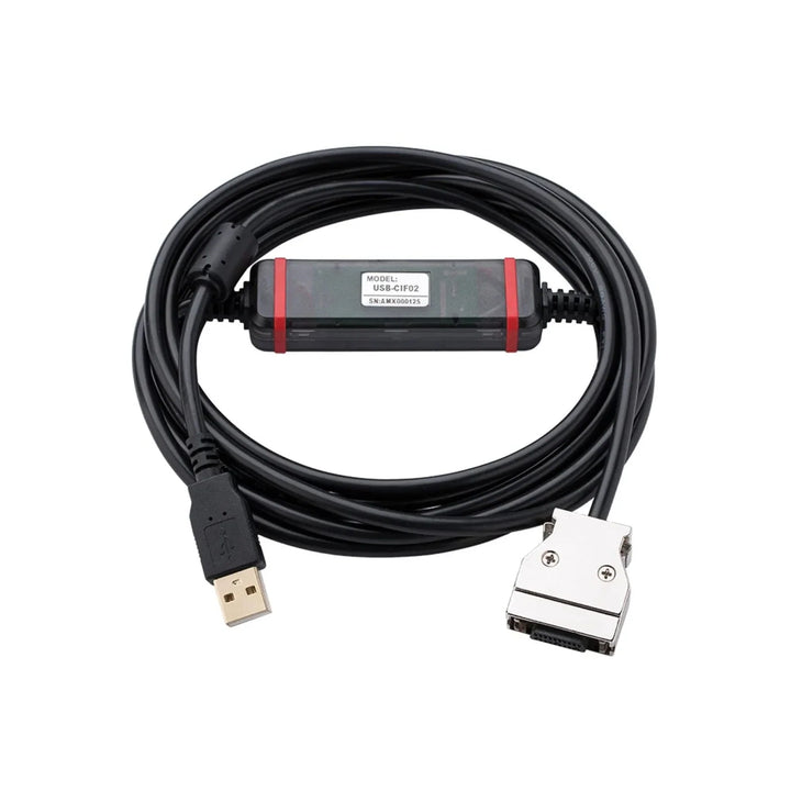 Mitsubishi USB-CIF02 USB communication module for connecting PC to servo or inverter drives with configuration tools.