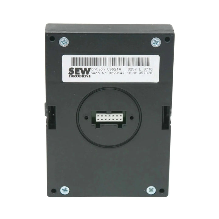 SEW USS21A interface converter, RS-232/RS-485, for MOVIDRIVE® B inverters. Enables serial communication with PC, PLC, and networked drives.